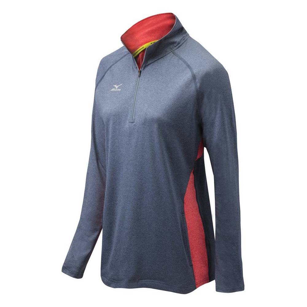 Mizuno Fire 1/2 Zip - Bayan Mont - Lacivert/Kırmızı Türkiye (OAGEJL-976)